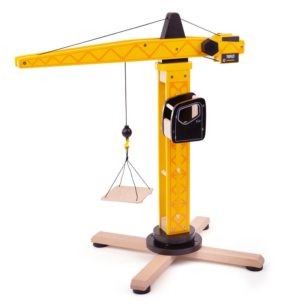 Tidlo Wooden Tower Crane Toy, Play Vehicles
