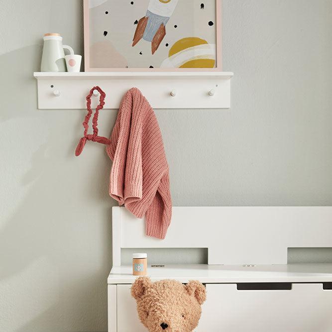 Kids Concept Shelf With Hooks White Scandiborn