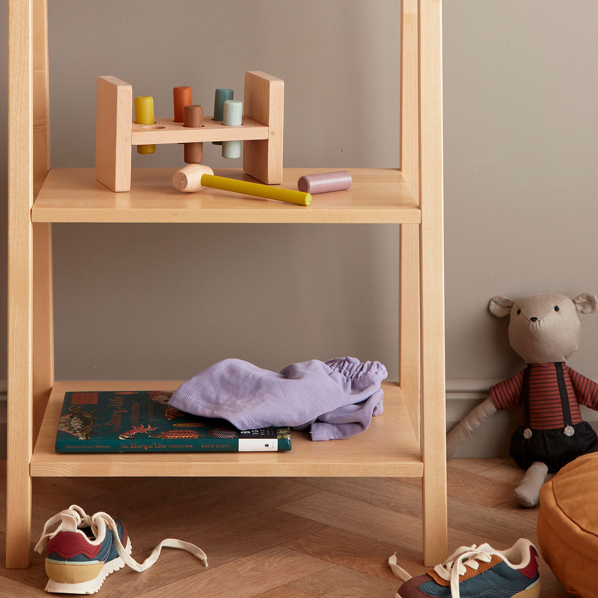 Kids Concept Wooden Hammer Bench In A Children's Bedroom