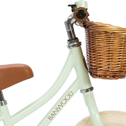 12 inch mint balance bike - close up framre and basket details 
