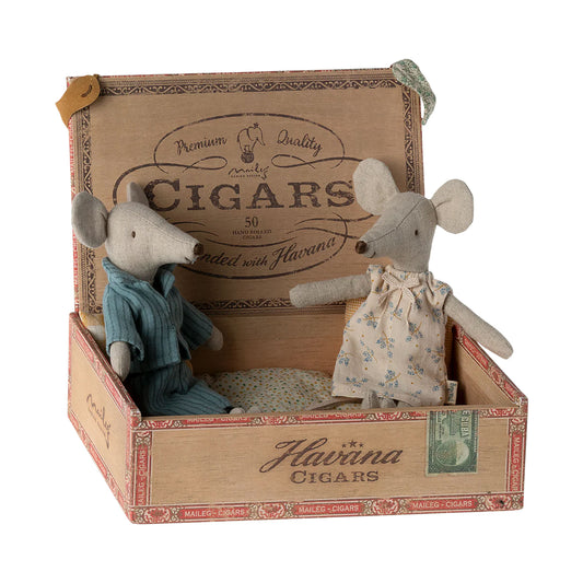 Mum And Dad Mice In Cigarbox