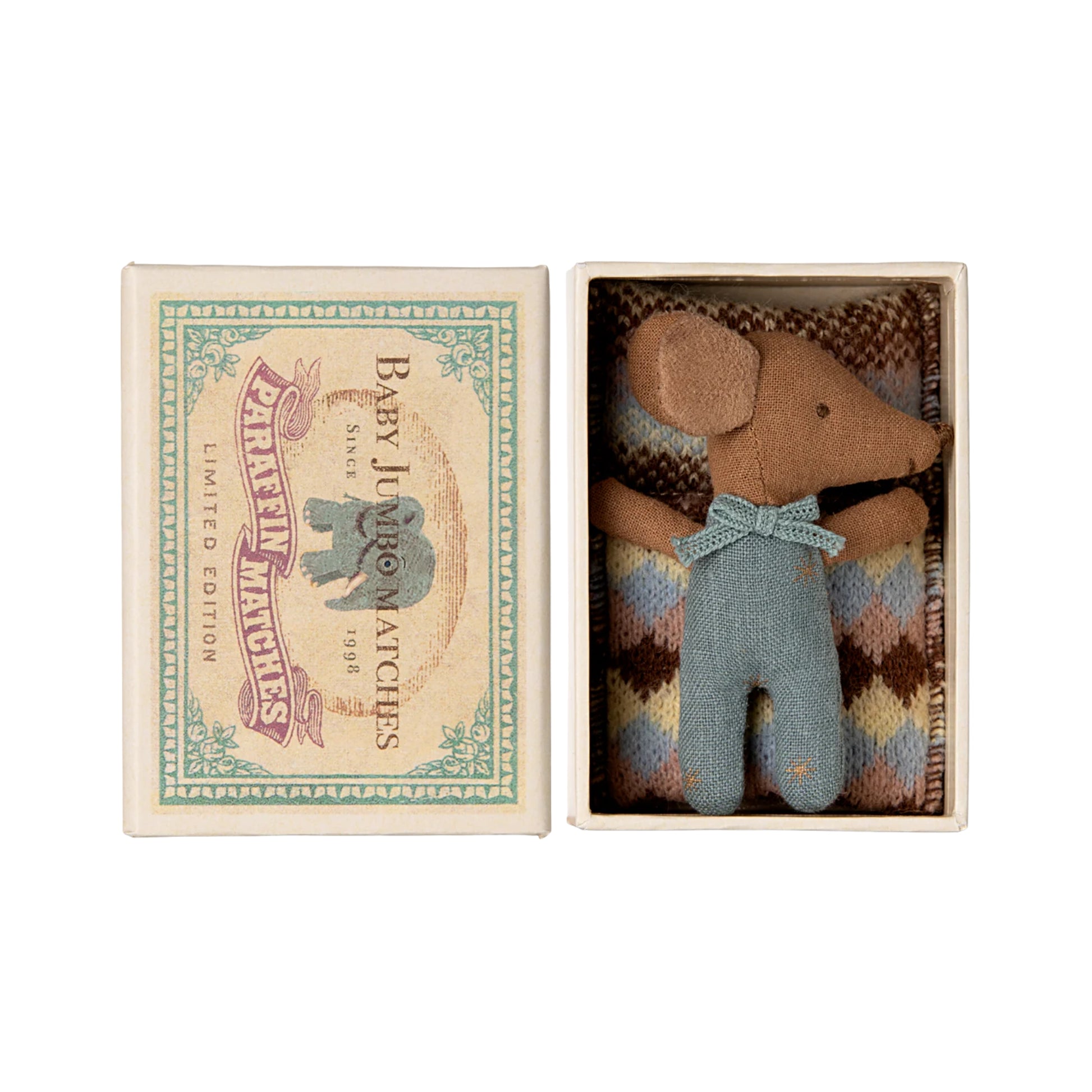 Maileg Sleepy/Wakey Baby Mouse in Box - Boy