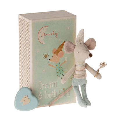 Maileg Tooth Fairy Mouse Little Brother In cardboard Matchbox bed