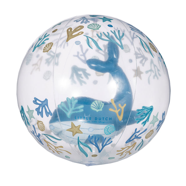 Little Dutch 3D Beach Ball transparent with blue whale inside