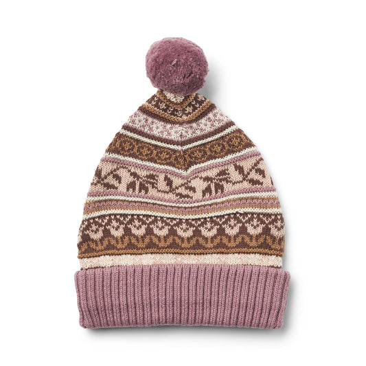 Wheat Anna Knitted Bobble Hat - Lavender Dawn