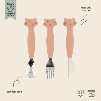 Trixie Silicone cutlery set 3-pack - Mrs. Cat - details