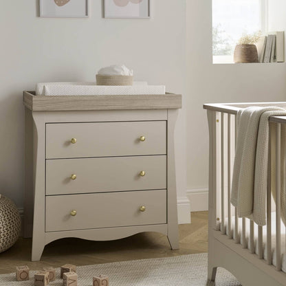 Cuddleco Clara 2 Piece Nursery Furniture Set (Cot Bed & Dresser) - Cashmere & Ash