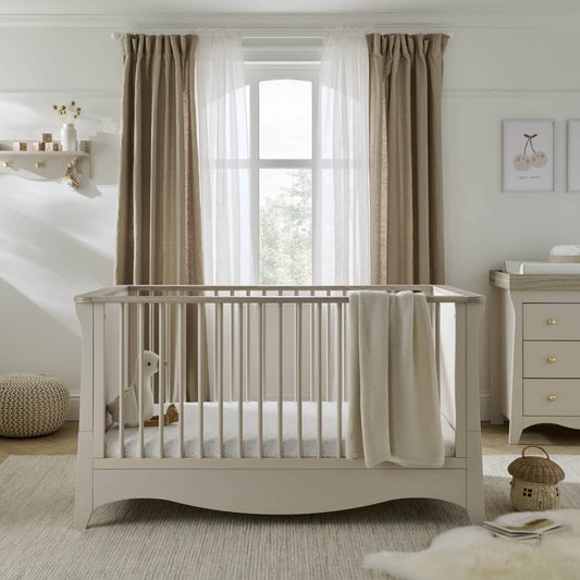 Cuddleco Clara 2 Piece Nursery Furniture Set (Cot Bed & Dresser) - Cashmere & Ash