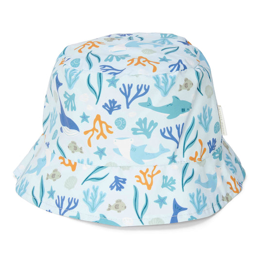 little dutch reversible bucket hat in print ocean dreams in colour blue