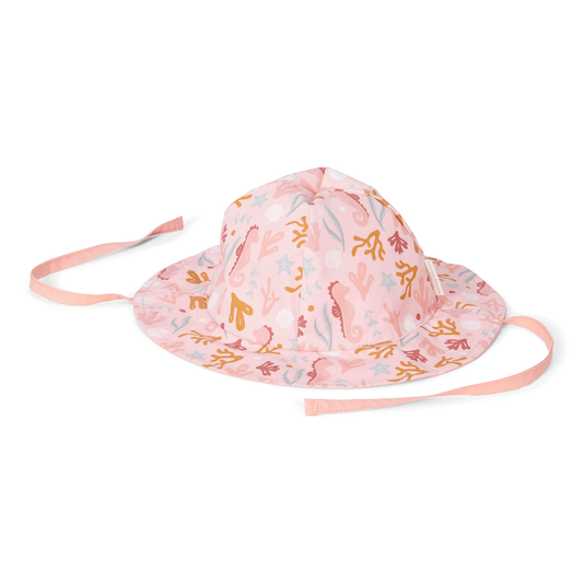 Little Dutch Reversible Sun Hat - Pink Starfish & Ocean Dreams