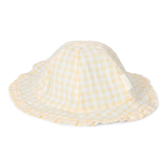 Little Dutch Reversible Sun Hat In Sea Green & Sunshine Checks