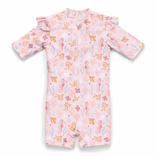 little Dutch Short Sleeve Swimsuit in Ocean Dreams print in colour Pink