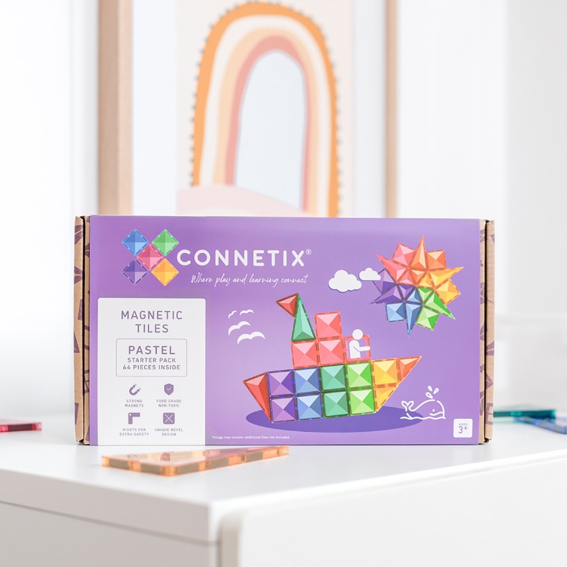 Connetix Tiles - 64 Piece Pastel Starter Pack