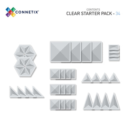 Connetix Tiles - 34 Piece Clear Starter Pack