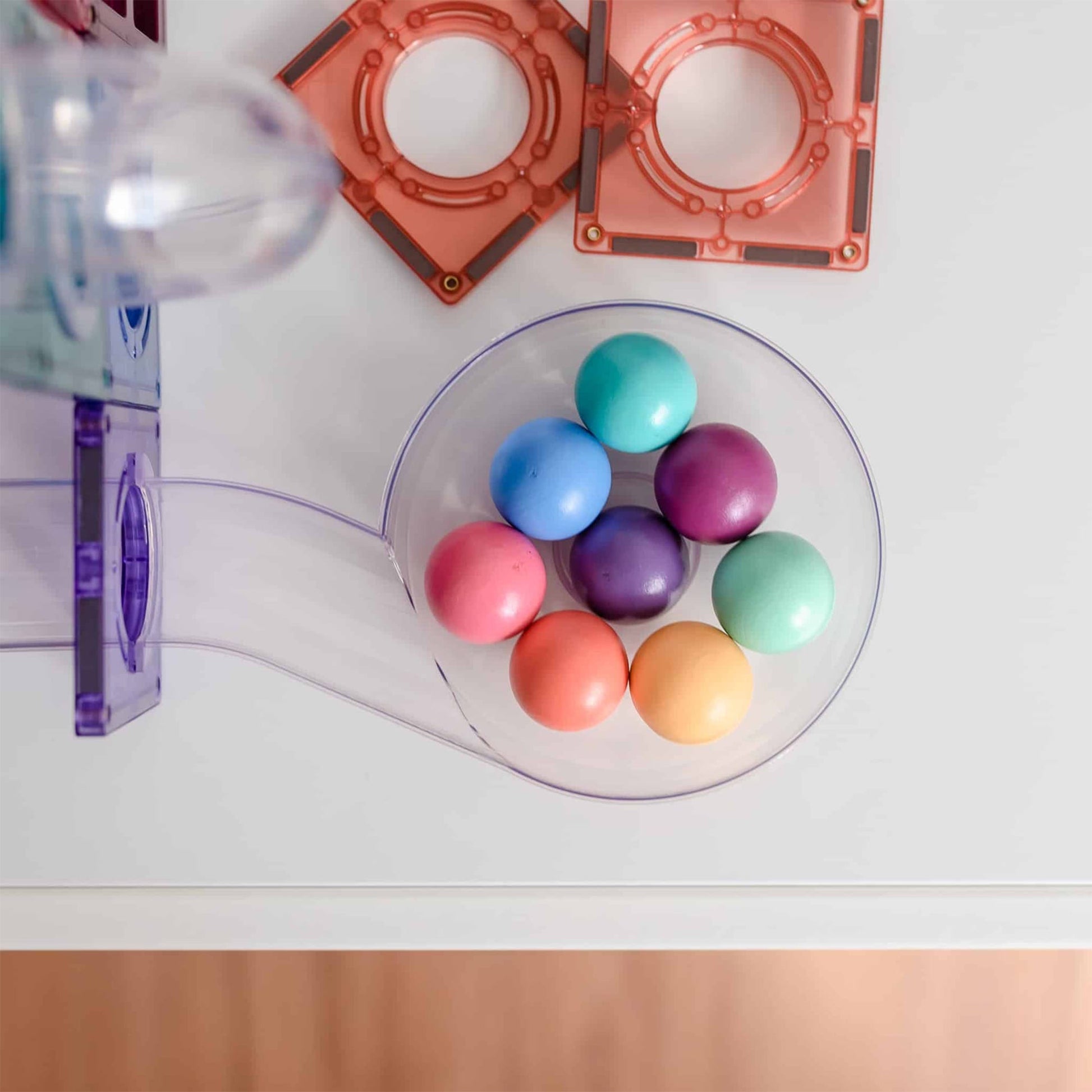 Connetix Tiles - 106 Piece Pastel Ball Run Pack - Wooden Balls 