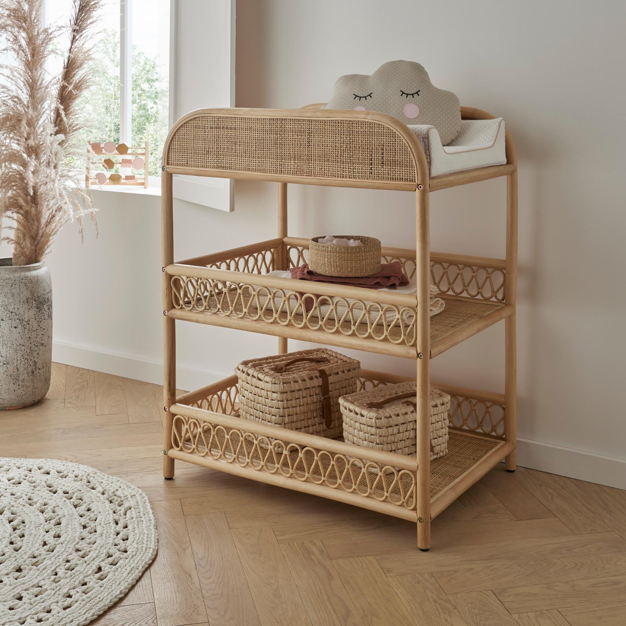 CuddleCo Aria Rattan Changing Table Natural Scandiborn