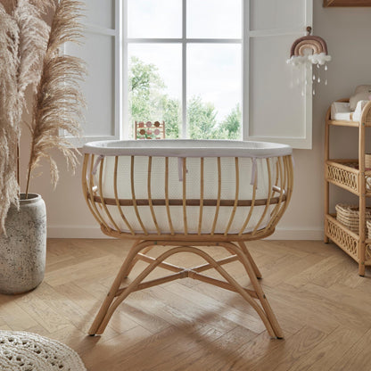 CuddleCo Aria Rattan Crib - Natural