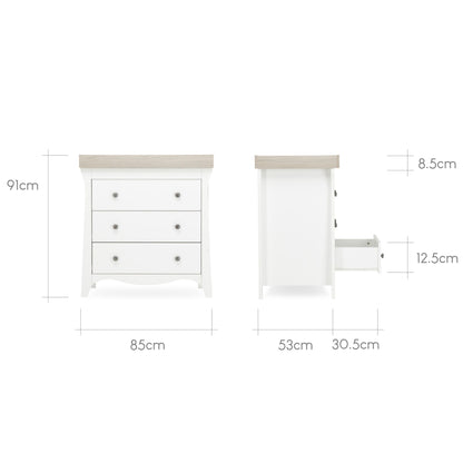 CuddleCo Clara 3 Drawer Dresser & Changer - White & Ash