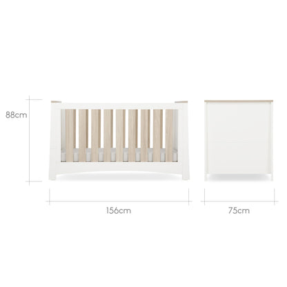 CuddleCo Ada Cot Bed - White & Ash