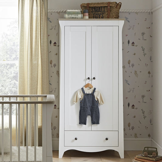 CuddleCo Clara 2 Door Double Wardrobe - White & Ash