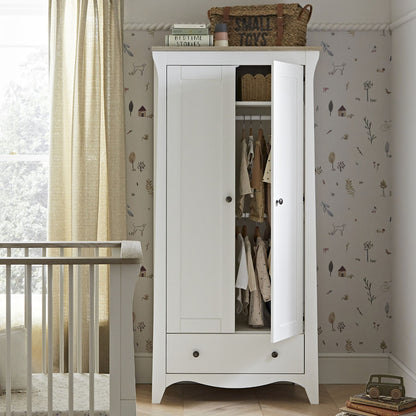 CuddleCo Clara 2 Door Double Wardrobe - White & Ash