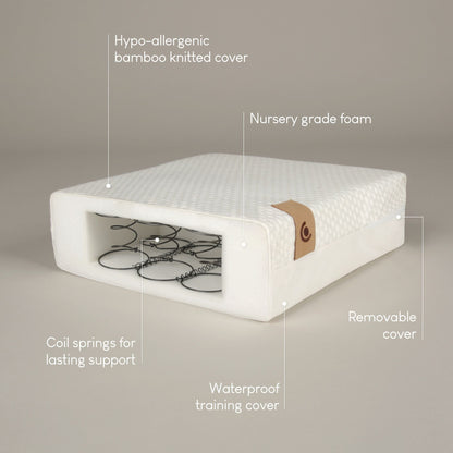 CuddleCo Harmony Hypo-Allergenic Bamboo Sprung Cot Bed Mattress 140 x 70cm