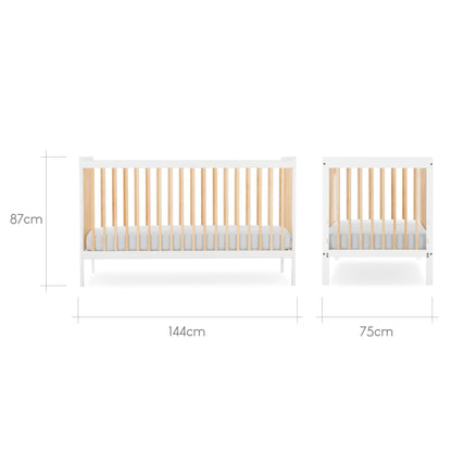 CuddleCo Nola Cot Bed - White & Natural