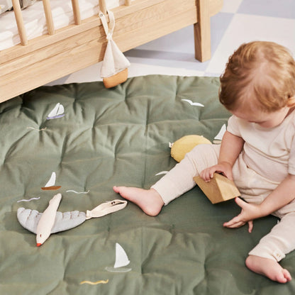 Dear April Embroidered Play Mattress - Sailboats