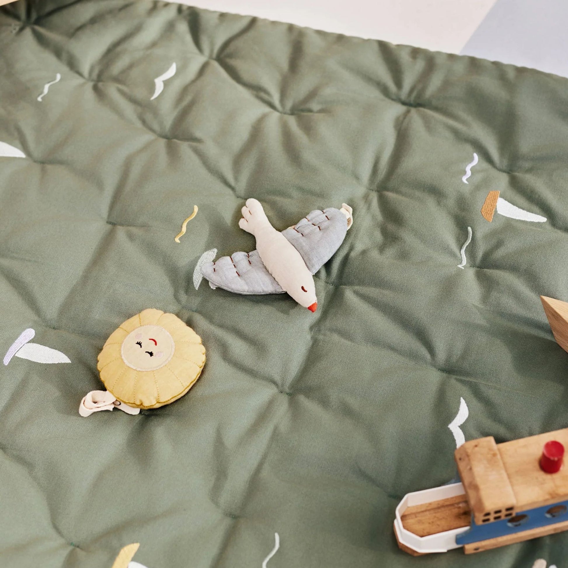 Dear April Embroidered Play Mattress - Sailboats