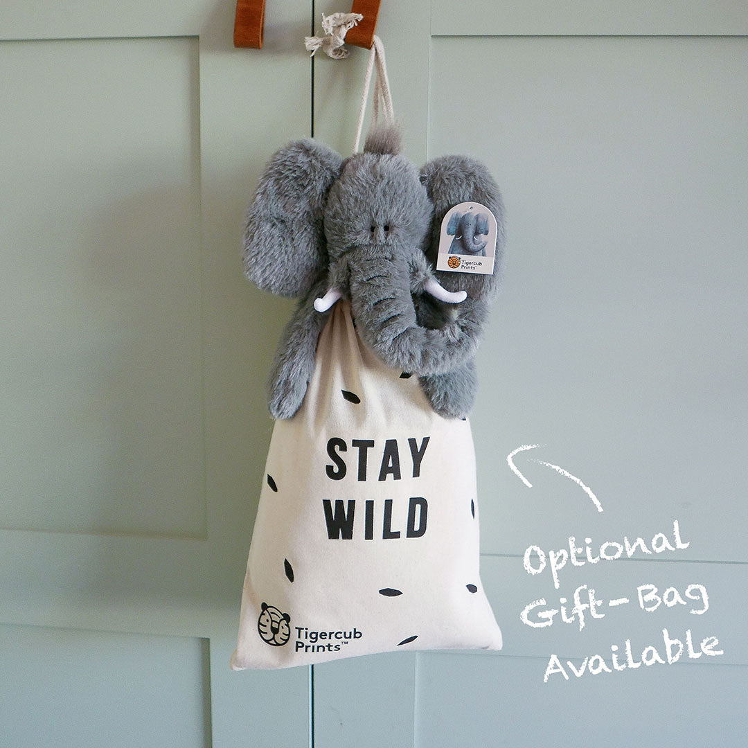 Tigercub Soft Toys - Evie The Elephant in the stay wild gift bag