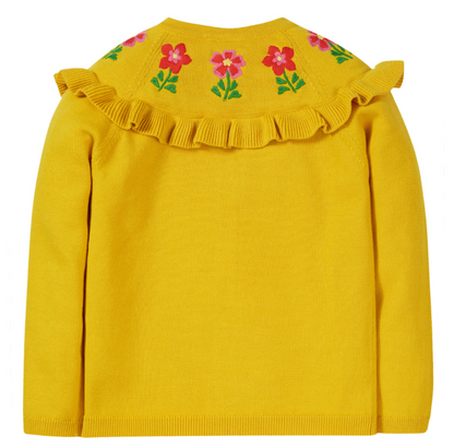 Frugi Romi Ruffle Cardigan - Dandelion / Flowers