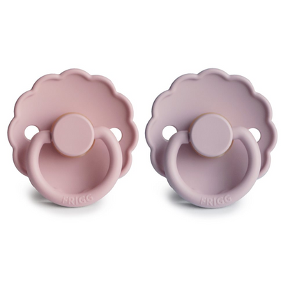 FRIGG Daisy Latex Pacifiers 2 Pack - Baby Pink/Soft Lilac