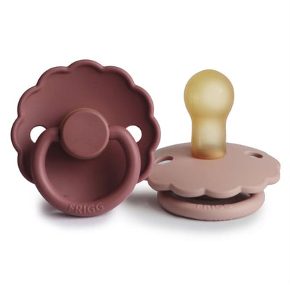 FRIGG Daisy Latex Pacifiers 2 Pack - Blush/Woodchuck