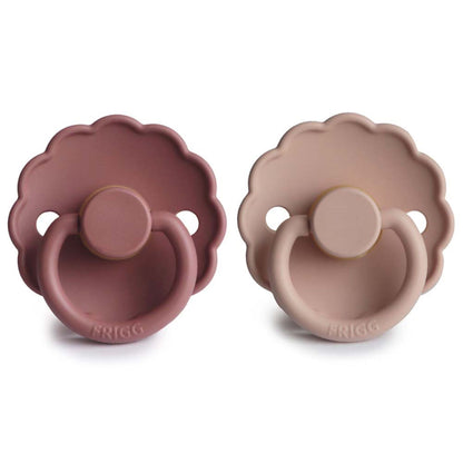 FRIGG Daisy Latex Pacifiers 2 Pack - Blush/Woodchuck