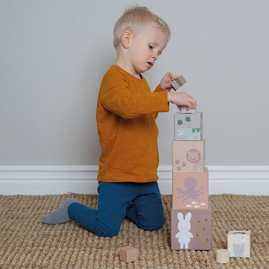 Jabadabado Cardboard Stacking And Sorting Cubes - Nature