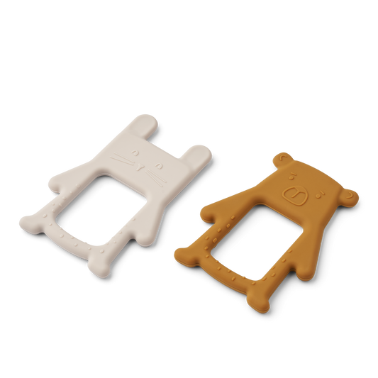 Liewood Jonathan Classic Teether 2 Pack - Sandy / Golden