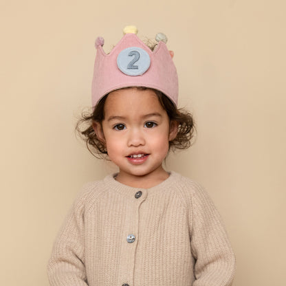 Little Girl Wearing The Little Dutch Birthday Crown - Pink