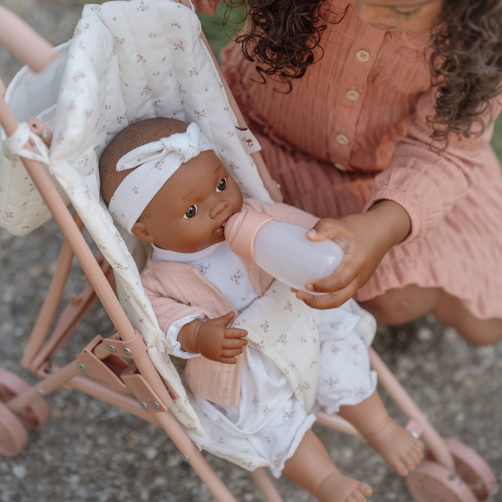 Little Dutch Baby Doll - Noa in pink little dutch stroller 