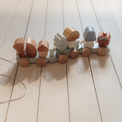 Little Dutch Squirrel Wooden Stacking Train - Forest Friends