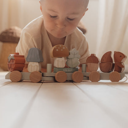 Little Dutch Squirrel Wooden Stacking Train - Forest Friends