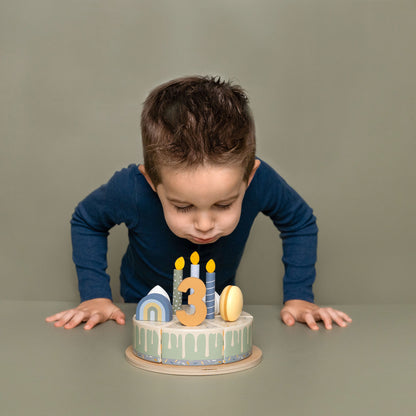 Little Dutch Wooden Birthday Cake - Blue