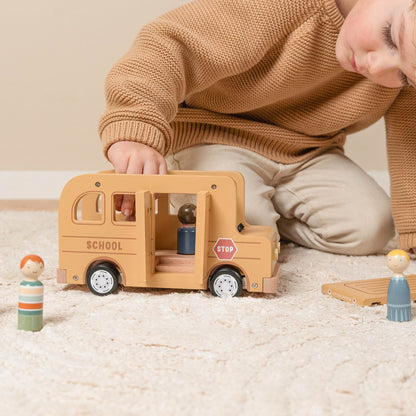 Little Dutch Wooden School Bus Playset