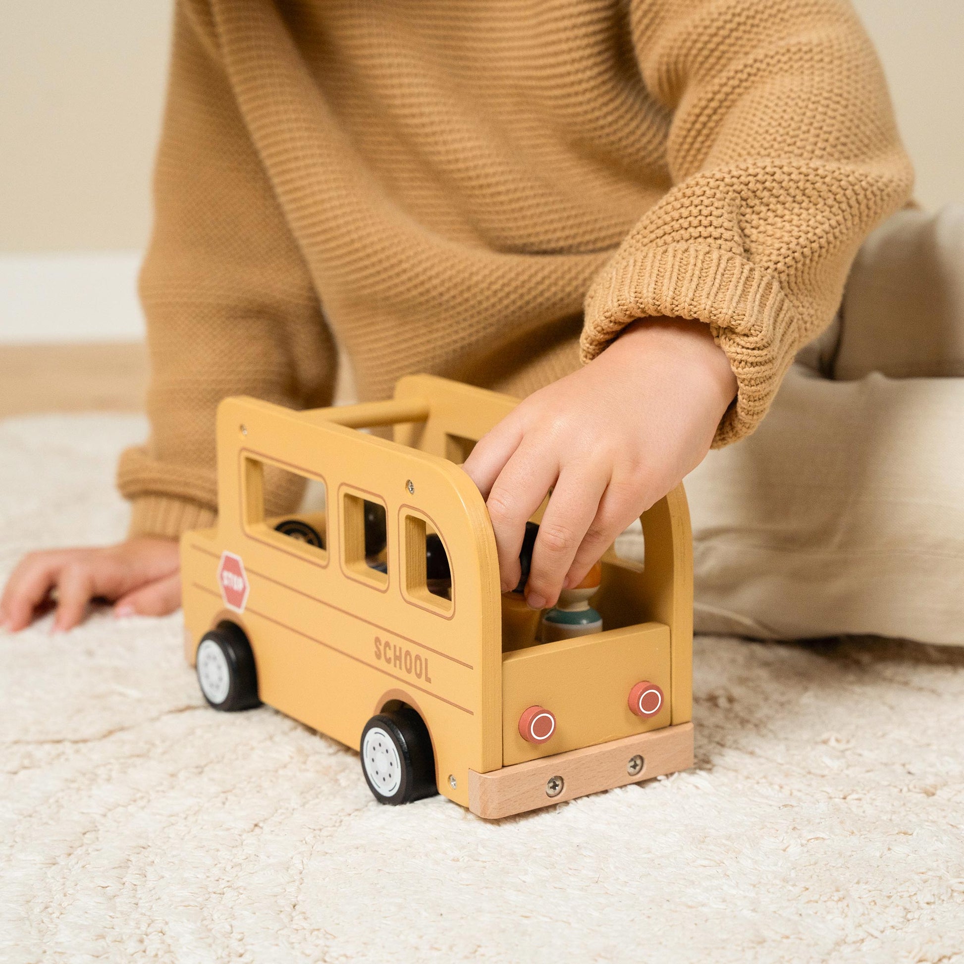 Little Dutch Wooden School Bus Playset