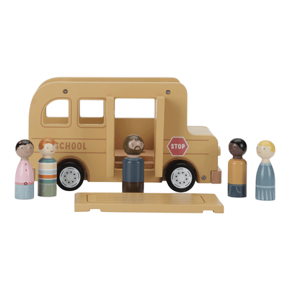 Little Dutch Wooden School Bus Playset 