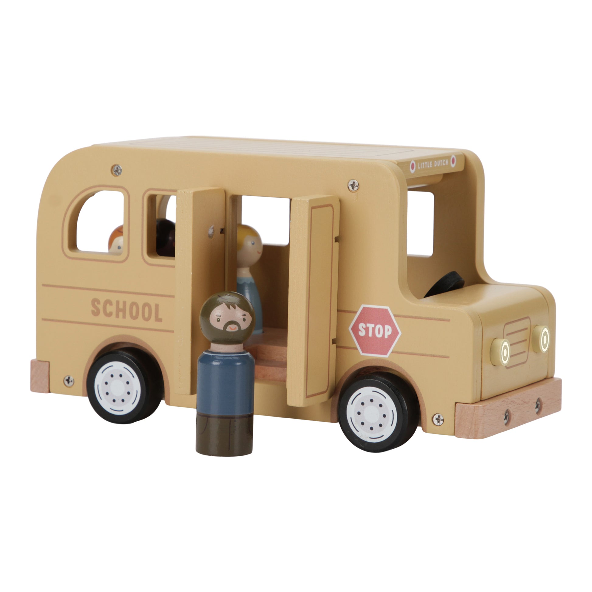 Little Dutch Wooden School Bus Playset With Bus Driver