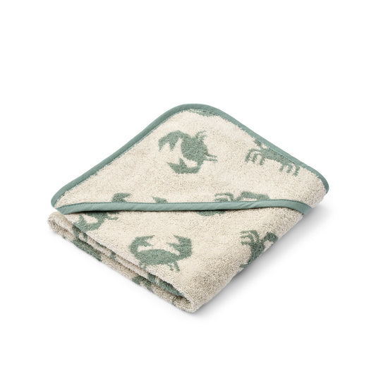 Liewood Alba Hooded Baby Towel - Crab / Sandy