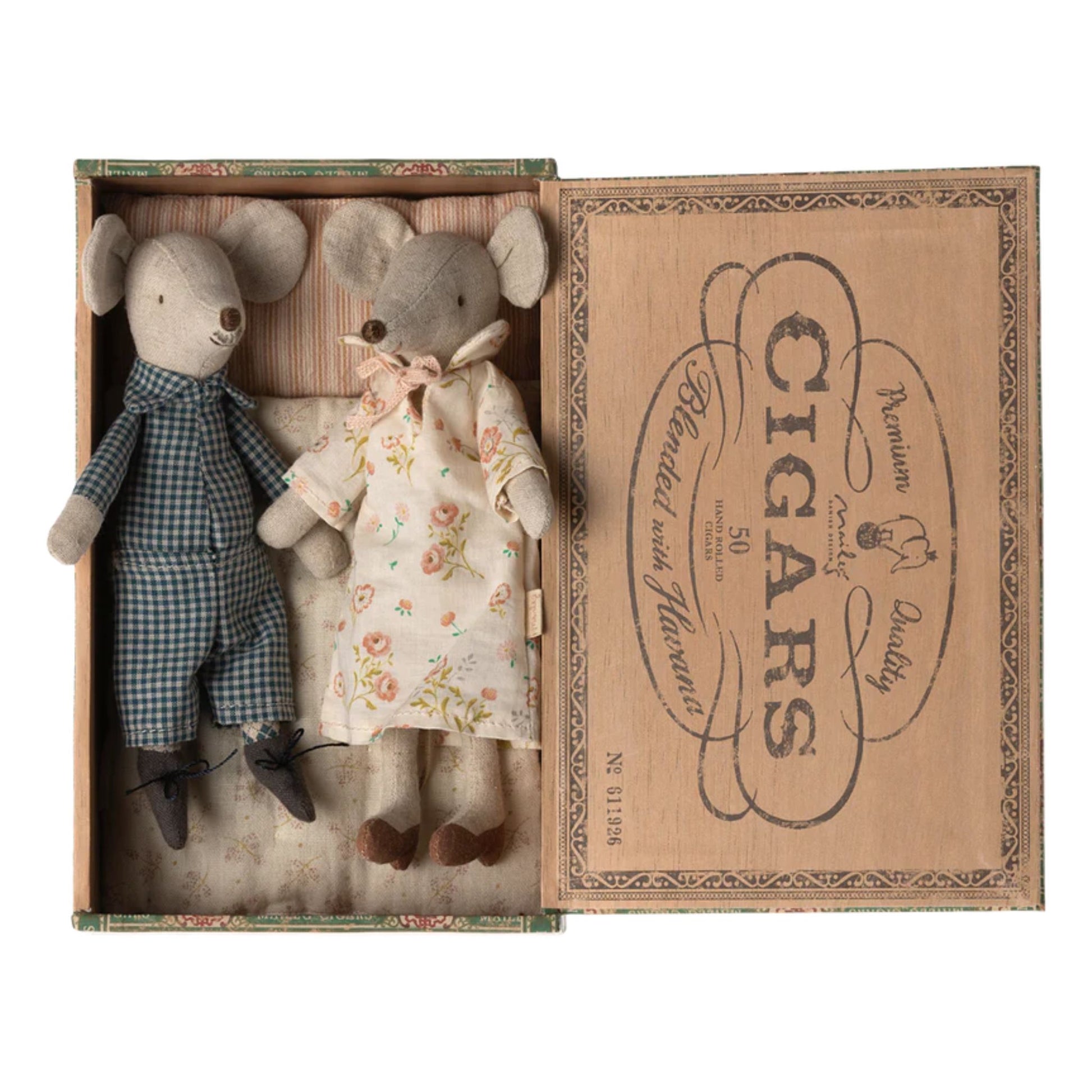 Maileg Grandma And Grandpa Mice In Matchbox