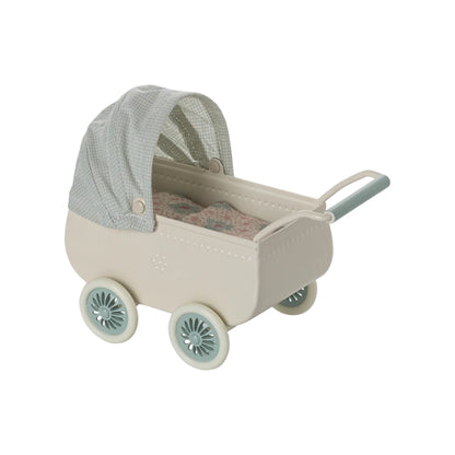 Maileg Pram With Baby Mouse - Mint