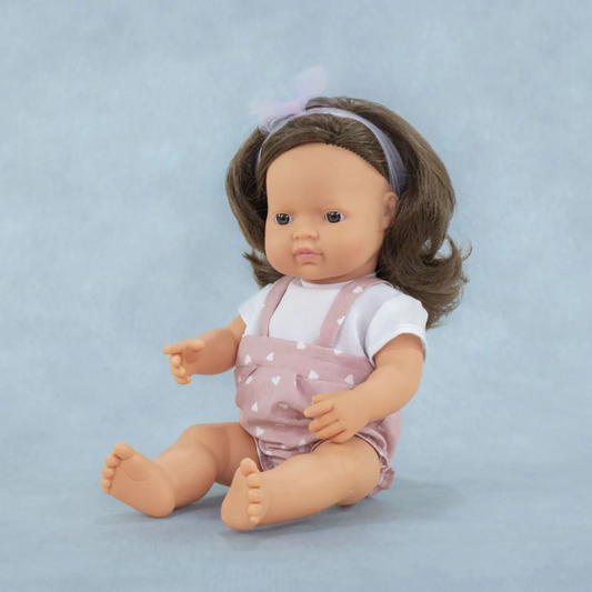 Miniland Caucasian Brown Hair Girl Doll