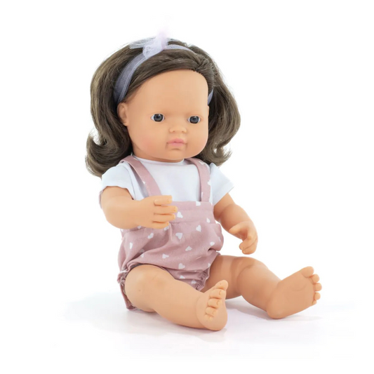 Miniland Caucasian Brown Hair Girl Doll